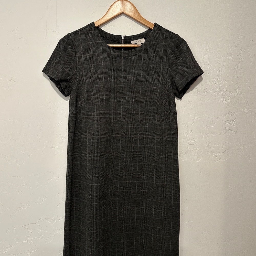 LOFT Black Checkered Mini Dress